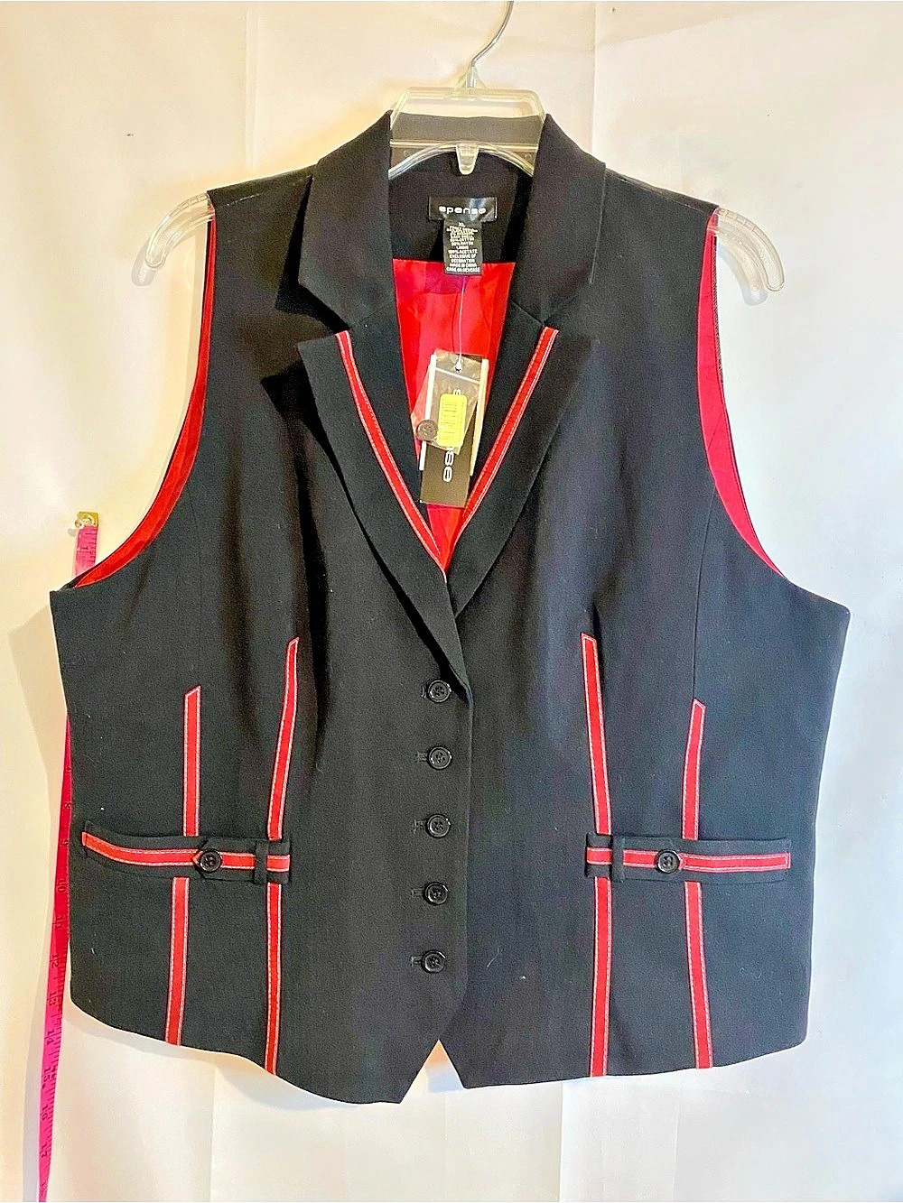 Spense Red Trim Vest Black & Red XL